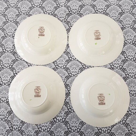 4pc Johnson Brothers PONOMA Rimmed Soup Bowl Set, Windsor Ware Brown Transferwar - Picture 10 of 11